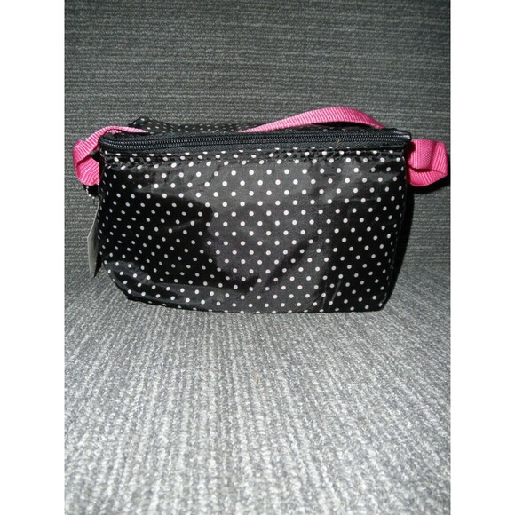 NEW (LOT X 2) INSULATED COOLER BAGS, STRAP, BLACK POLKA DOTS (8.5" X 5" X 6.5") - Picture 3 of 7